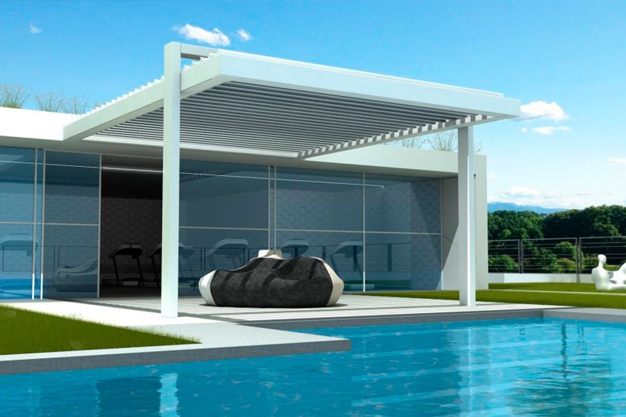 bioclimatica addossata per piscine